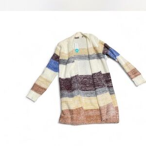 Evolution by Cyrus NWTGS Chic Striped Cardigan‎ in Cream, Blue, and Brown